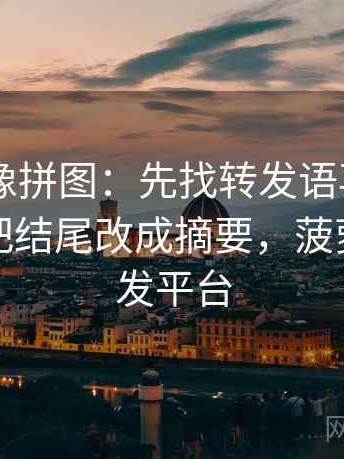 菠萝TV像拼图：先找转发语再加工吗这块再把结尾改成摘要，菠萝旗下转发平台